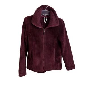 IDEOLOGY Fleece Jacket Women's Cranberry Red Soft Full Zip Front-S